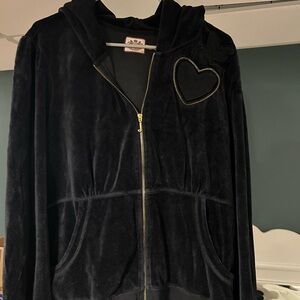 Juicy Couture velour sweatshirt with heart and gold zipper detail